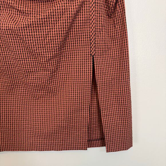 Rails Luci Russet Gingham Midi Skirt Womens Large Brown Side Slit Seersucker NWT - Picture 4 of 9